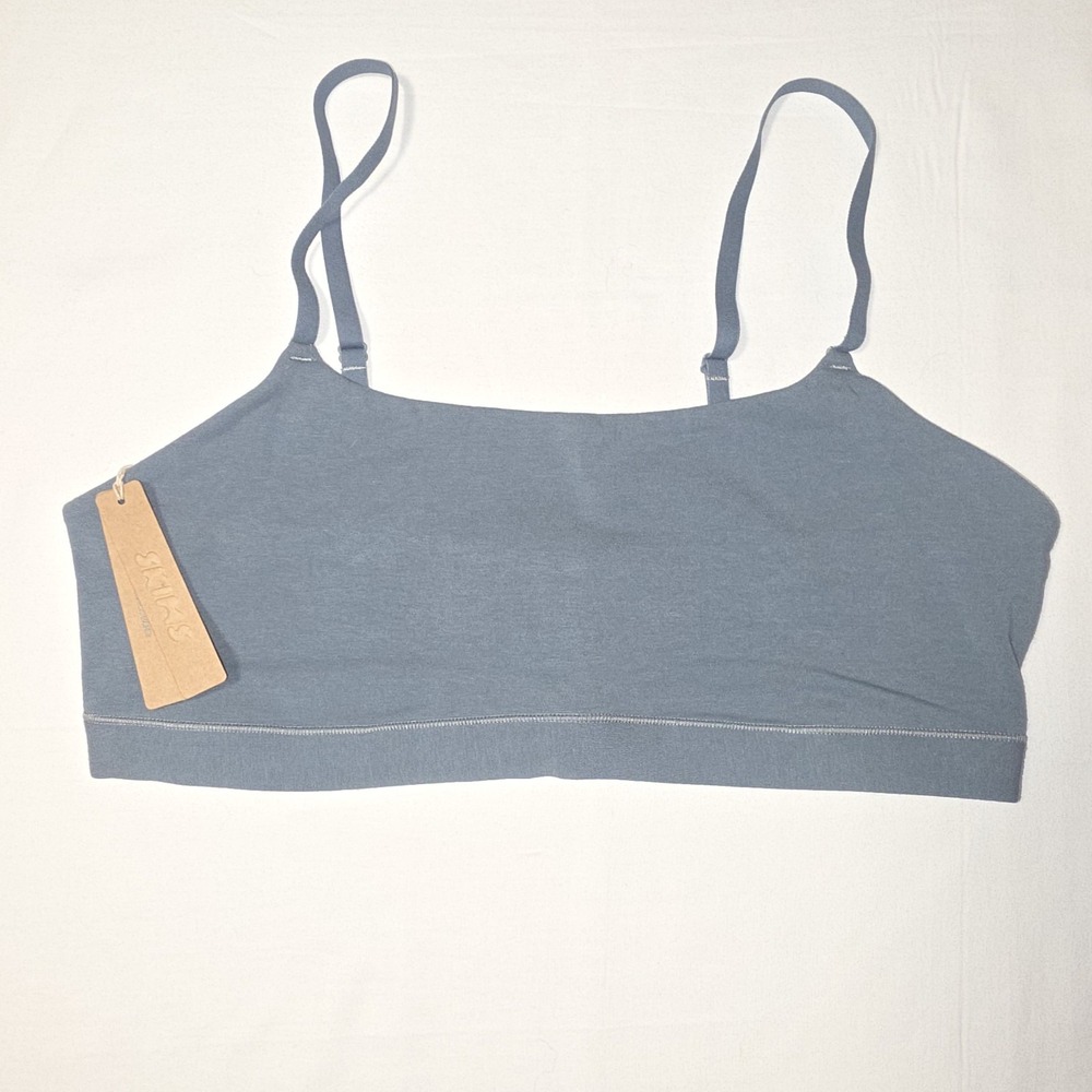 SKIMS Cotton Jersey Scoop Bralette Kyanite Blue Women's Size 2X NWT